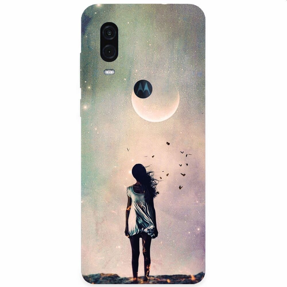 Husa silicon pentru Motorola One Vision, Alone Woman Cgi Hd K