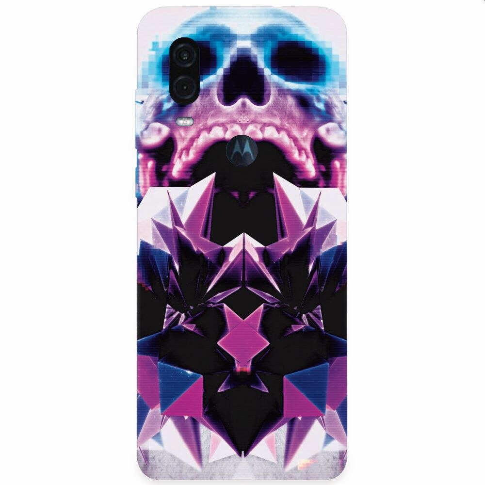Husa silicon pentru Motorola One Vision, Abstract Framed Skull