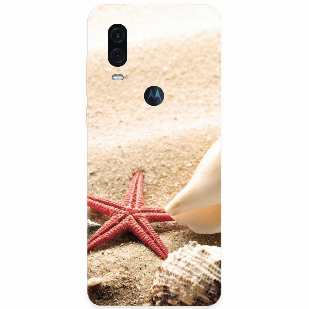 Husa silicon pentru Motorola One Vision, Beach Shells And Starfish