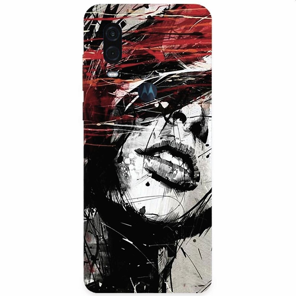 Husa silicon pentru Motorola One Vision, Byroglyphics Woman Drawing