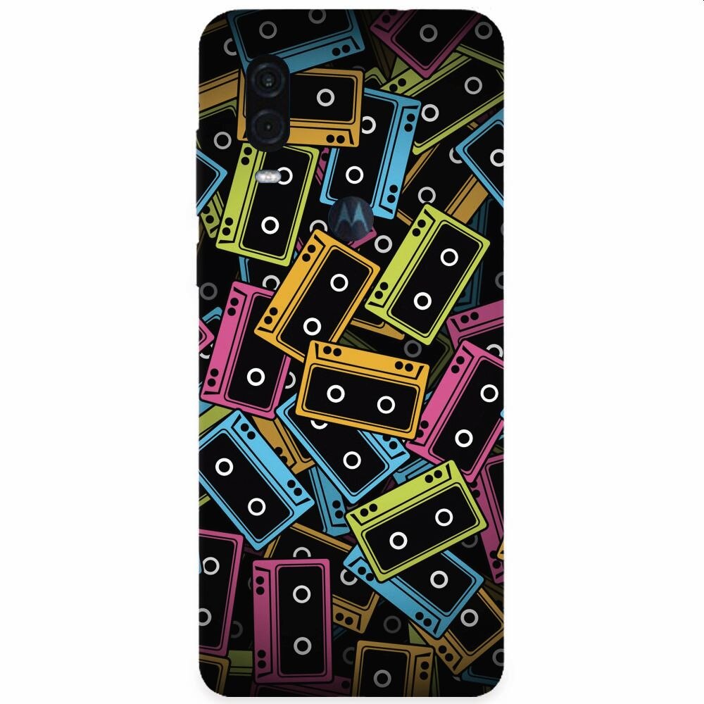 Husa silicon pentru Motorola One Vision, Audio Cassette Color Vector