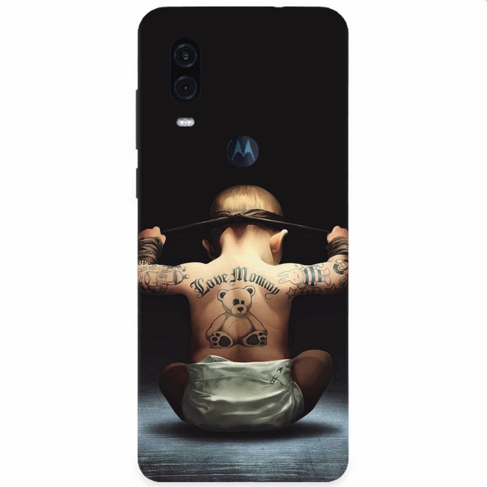 Husa silicon pentru Motorola One Vision, Body Builder Cute Baby Tattoo