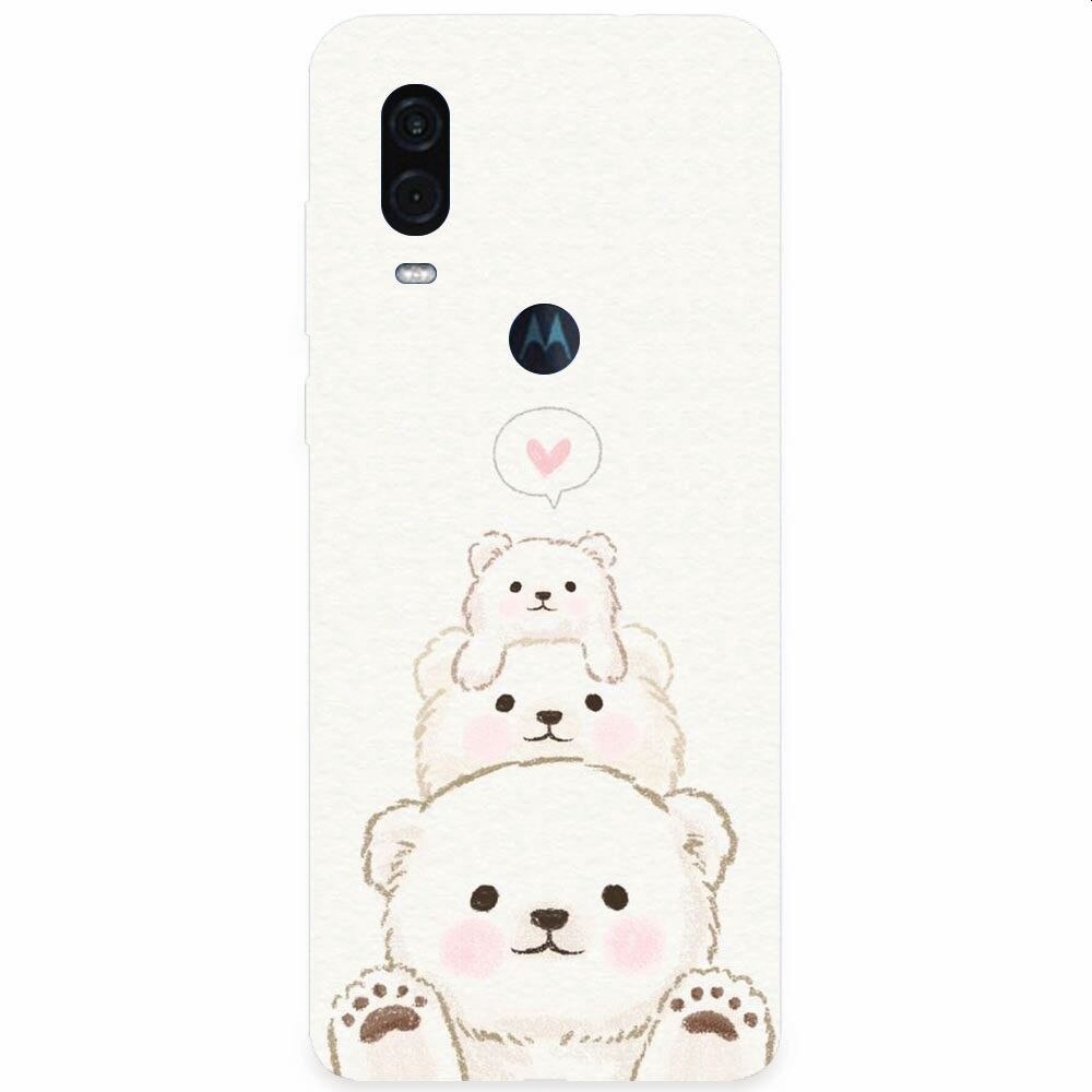 Husa silicon pentru Motorola One Vision, Family Bear