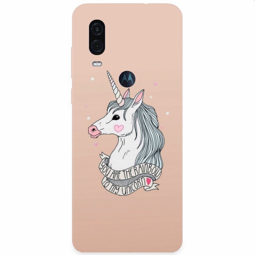 Husa silicon pentru Motorola One Vision, Cute Rose Gold