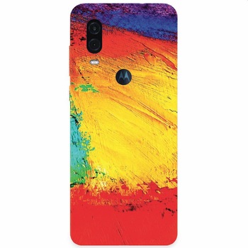 Husa silicon pentru Motorola One Vision, Colorful Dry Paint Strokes Texture Husa silicon pentru Motorola One Vision, Colorful Dry Paint Strokes Texture