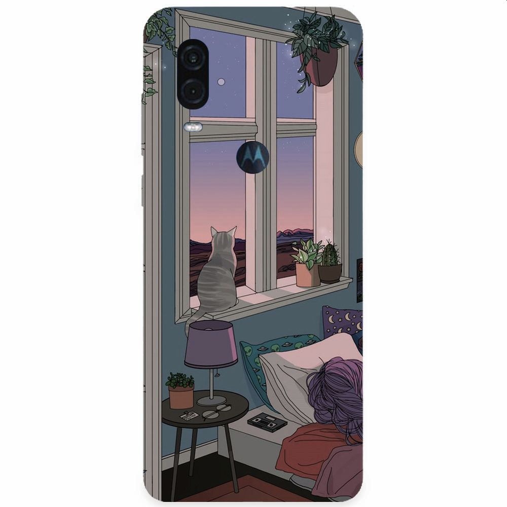 Husa silicon pentru Motorola One Vision, Girl Room