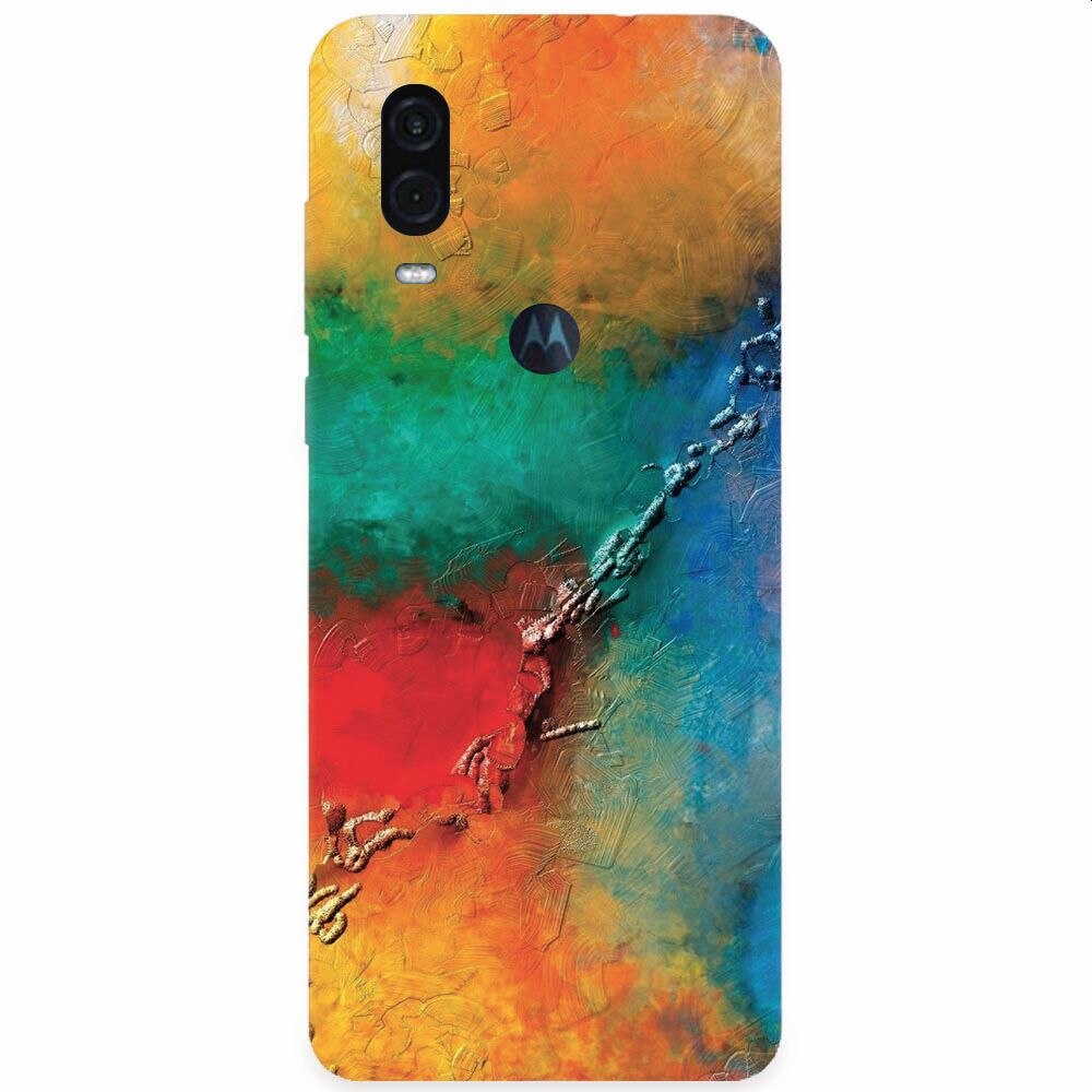 Husa silicon pentru Motorola One Vision, Colorful Wall Paint Texture