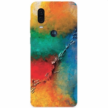 Husa silicon pentru Motorola One Vision, Colorful Wall Paint Texture Husa silicon pentru Motorola One Vision, Colorful Wall Paint Texture