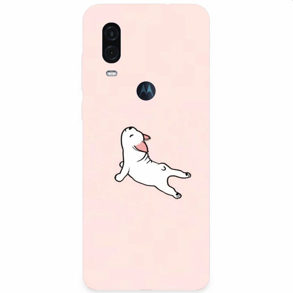 Husa silicon pentru Motorola One Vision, Cute Dog Streching