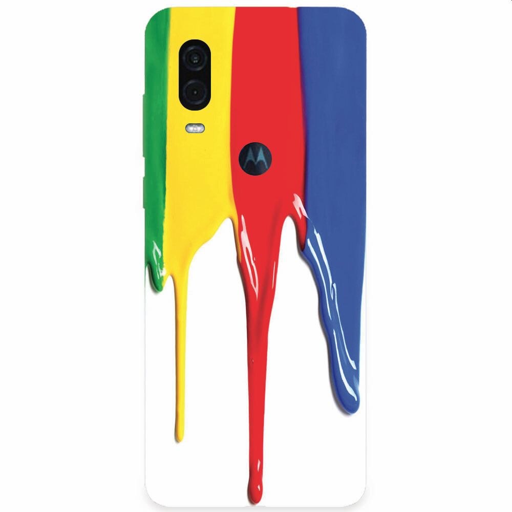 Husa silicon pentru Motorola One Vision, Dripping Colorful Paint