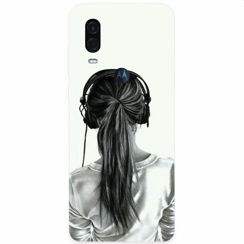 Husa silicon pentru Motorola One Vision, Girl With Headphone