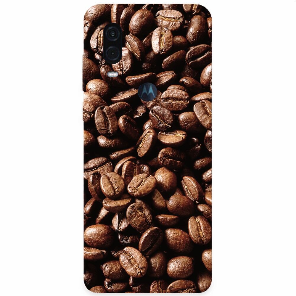 Husa silicon pentru Motorola One Vision, Coffee Beans
