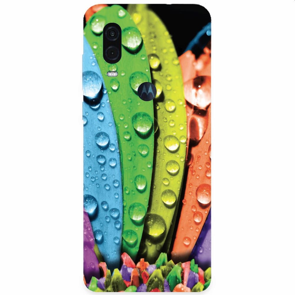 Husa silicon pentru Motorola One Vision, Colorful Daisy Petals