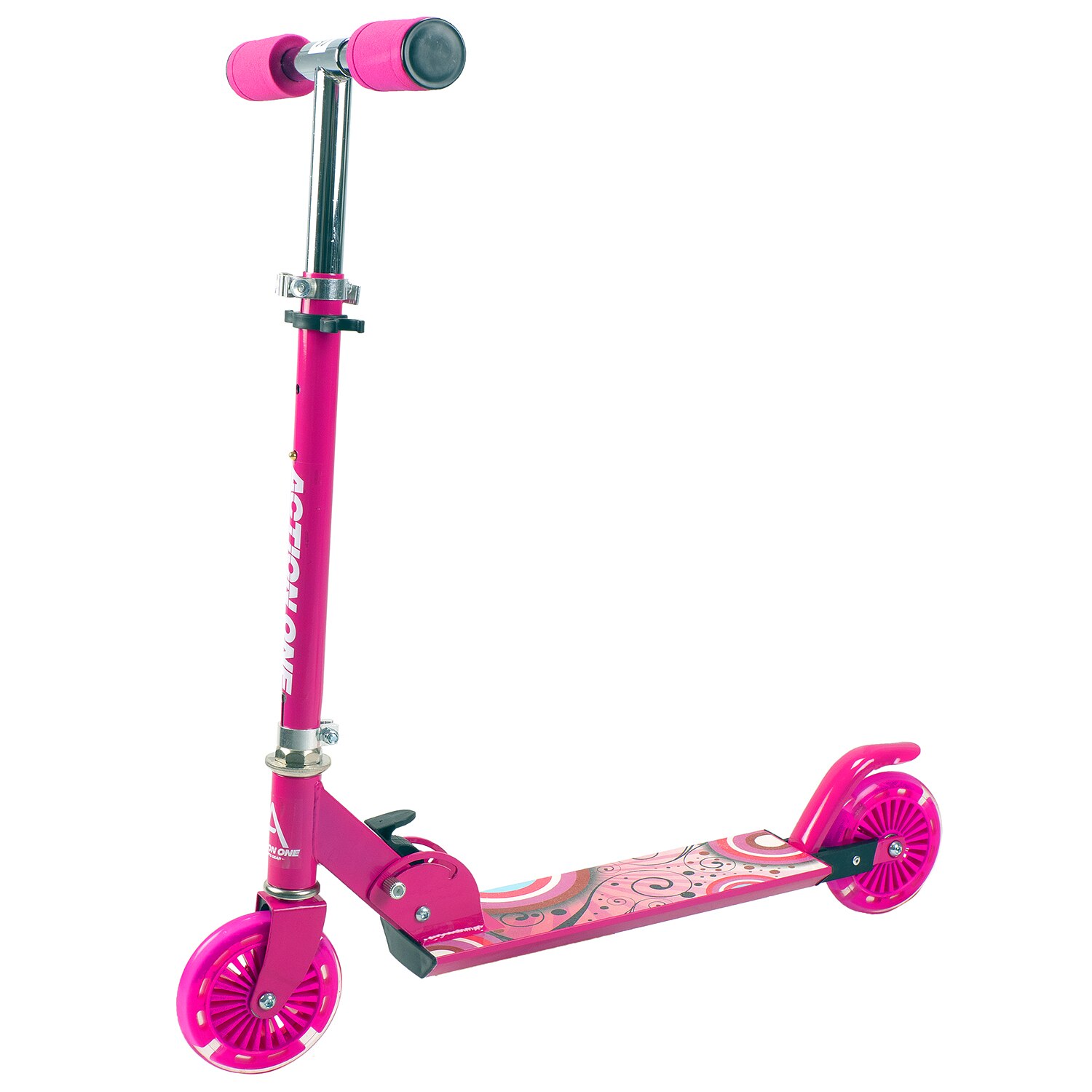 Trotineta FUSION cadru aluminiu, PU(silicon) ABEC-5, Roz