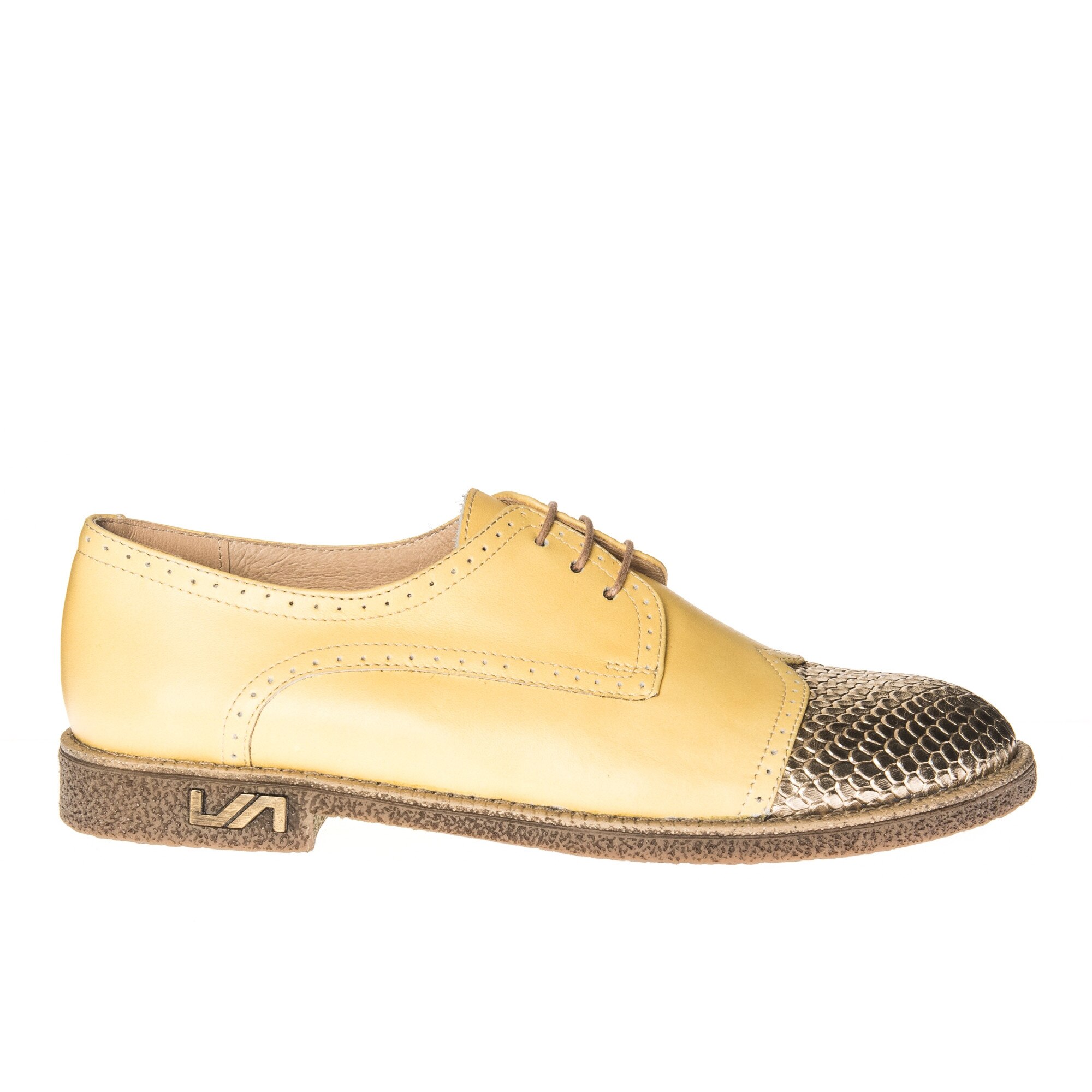 Pantofi dama din piele naturala - Galben solzi Aurii - G11 GA
