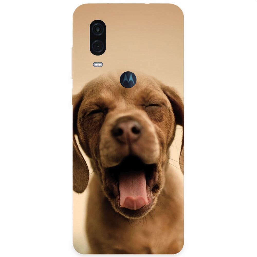 Husa silicon pentru Motorola One Vision, Cute Yawning Puppy