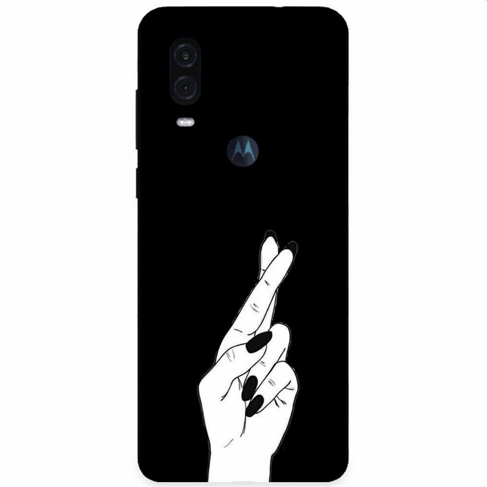 Husa silicon pentru Motorola One Vision, Finger Cross