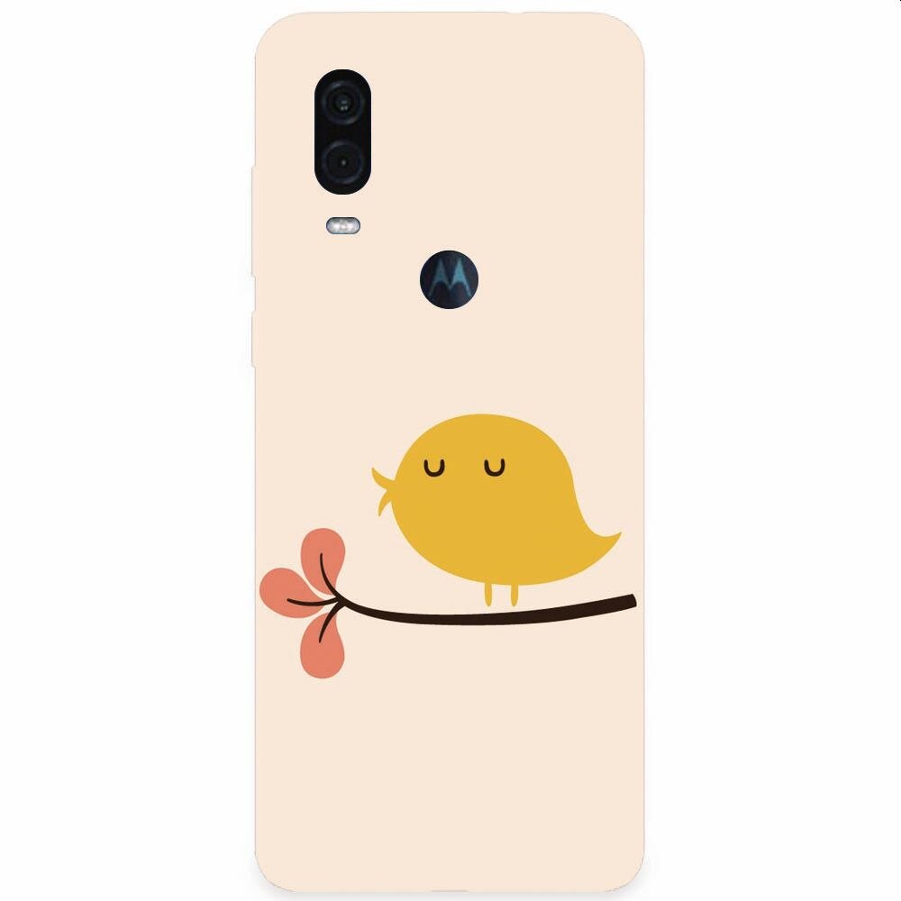 Husa silicon pentru Motorola One Vision, Flat Minimal Cute Bird Illustration