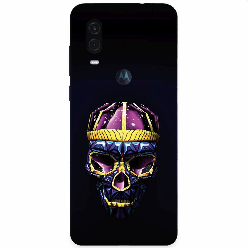Husa silicon pentru Motorola One Vision, Colorfull Skull