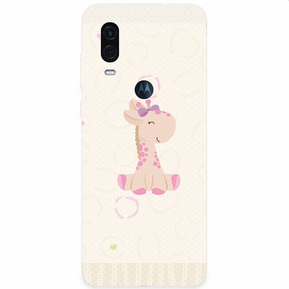 Husa silicon pentru Motorola One Vision, Giraffe Cute