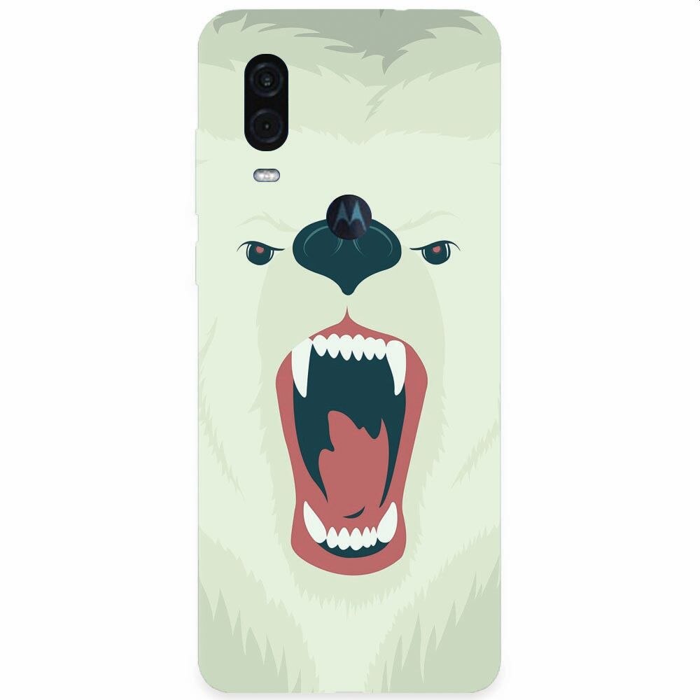 Husa silicon pentru Motorola One Vision, Fierce Polar Bear Winter