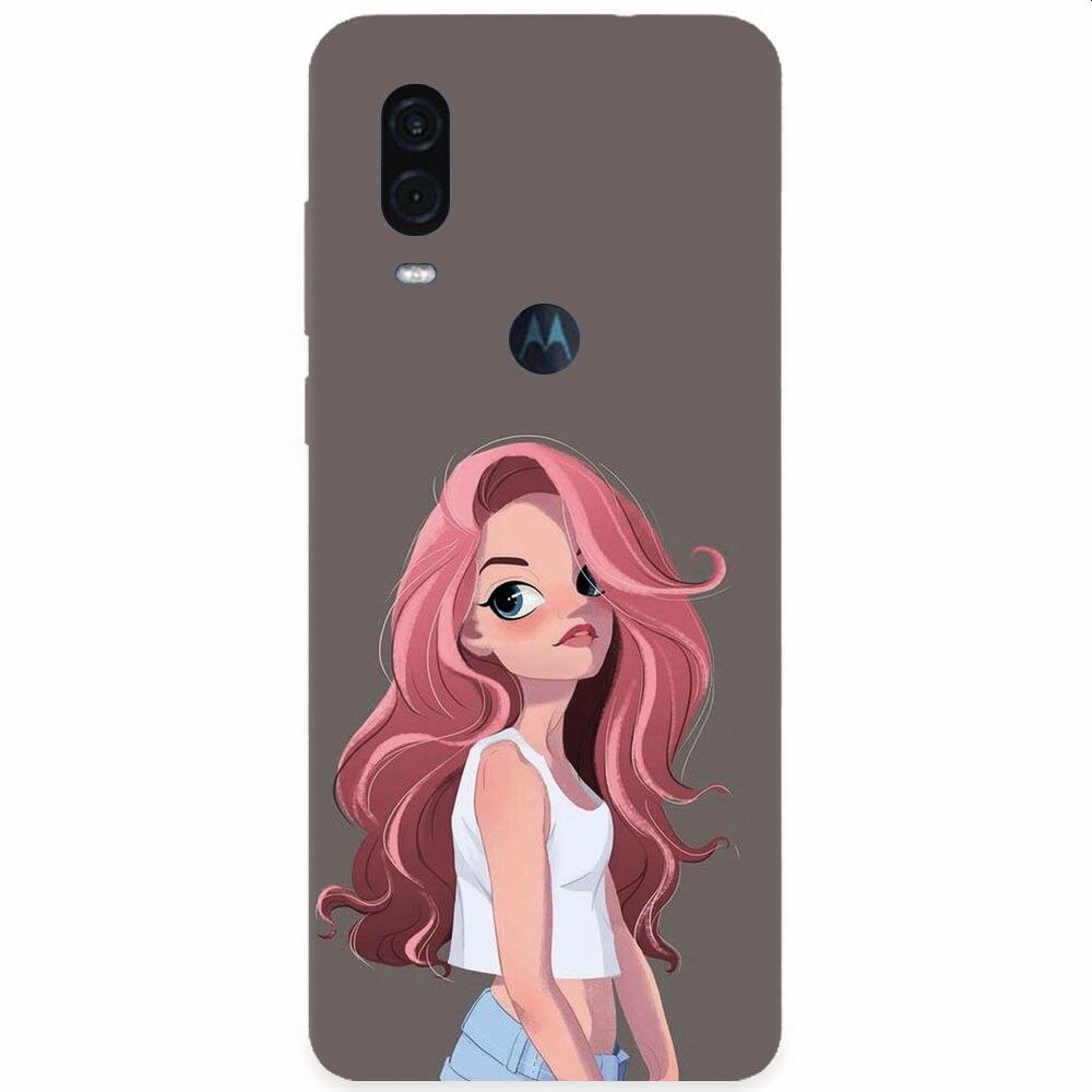 Husa silicon pentru Motorola One Vision, Cute Girl