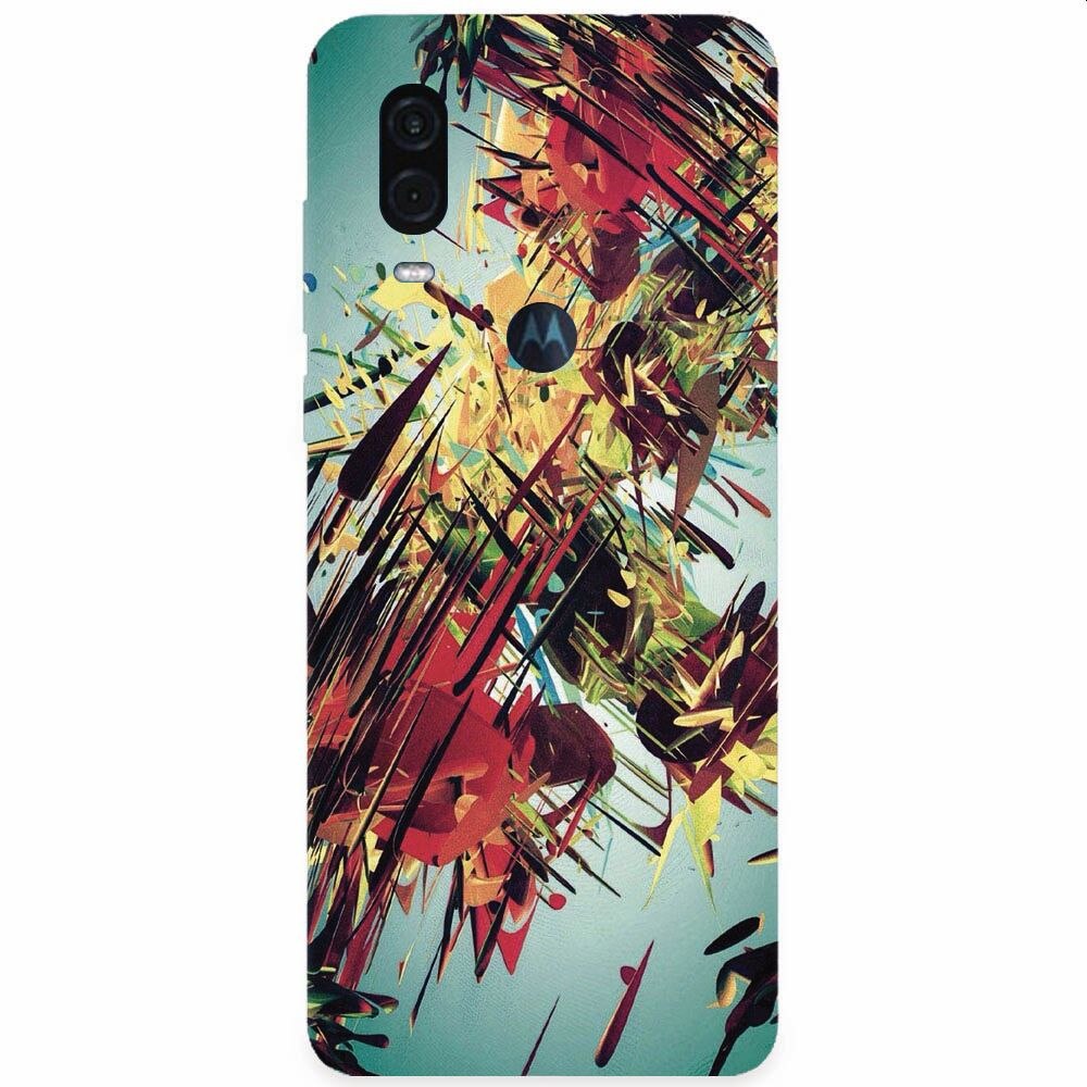 Husa silicon pentru Motorola One Vision, Complex Abstract Colorful 3D Drawing