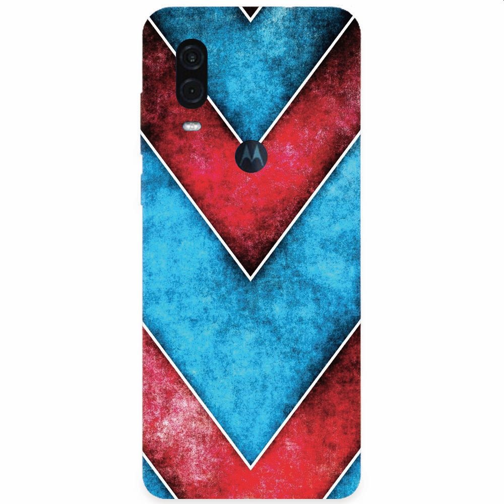 Husa silicon pentru Motorola One Vision, Blue And Red Abstract