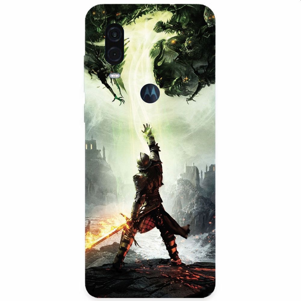 Husa silicon pentru Motorola One Vision, Green Dragon