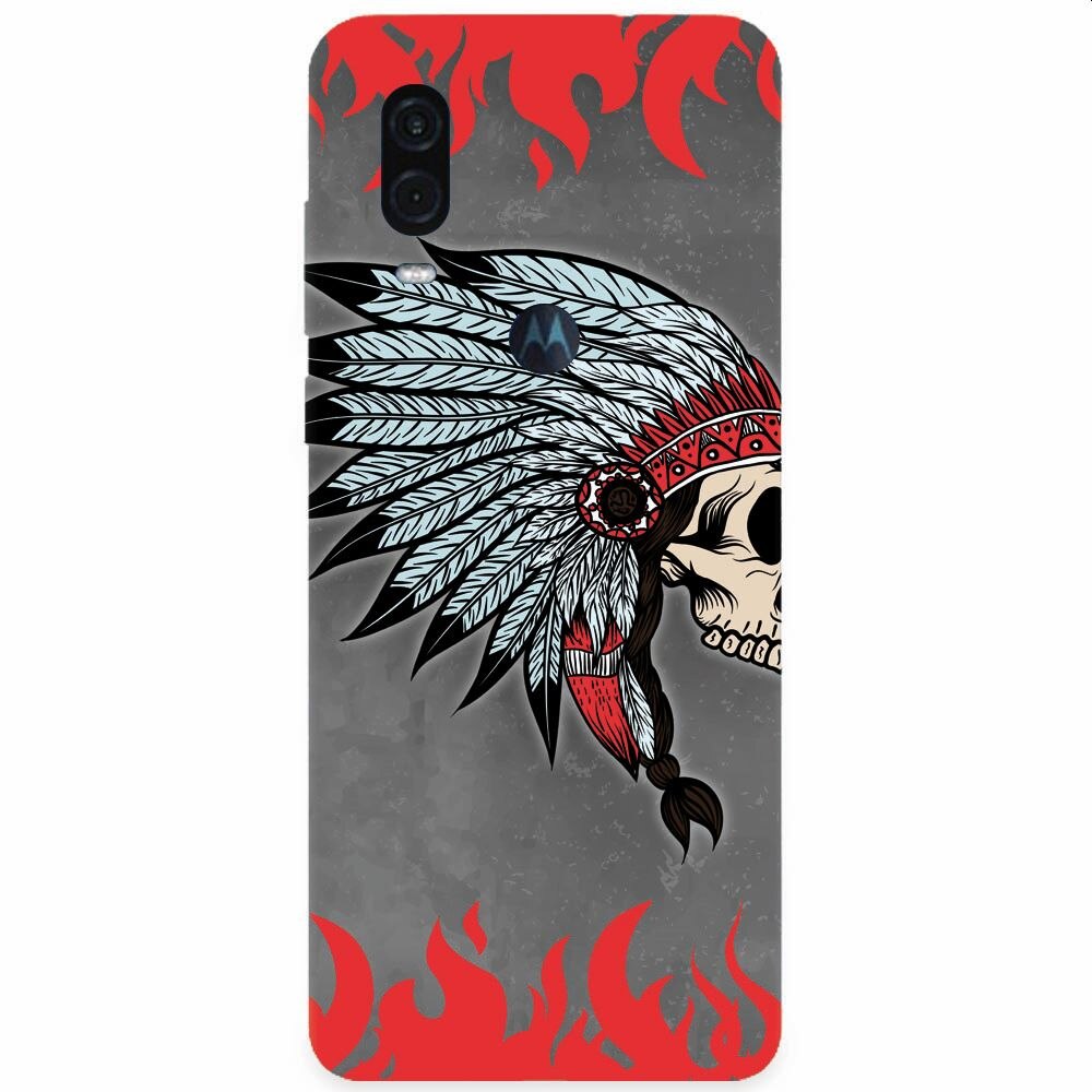 Husa silicon pentru Motorola One Vision, Indian Skull