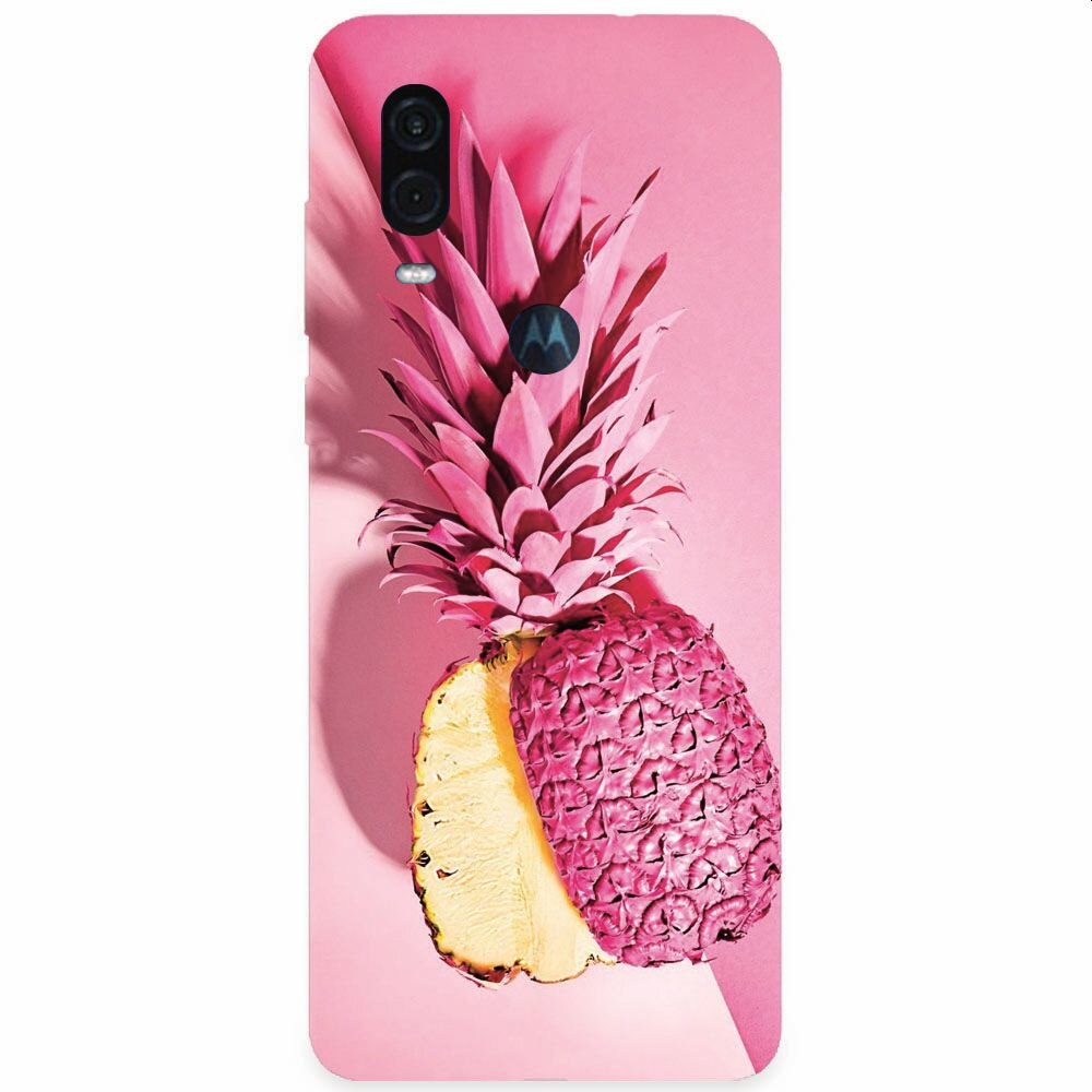 Husa silicon pentru Motorola One Vision, Pink Pineapple