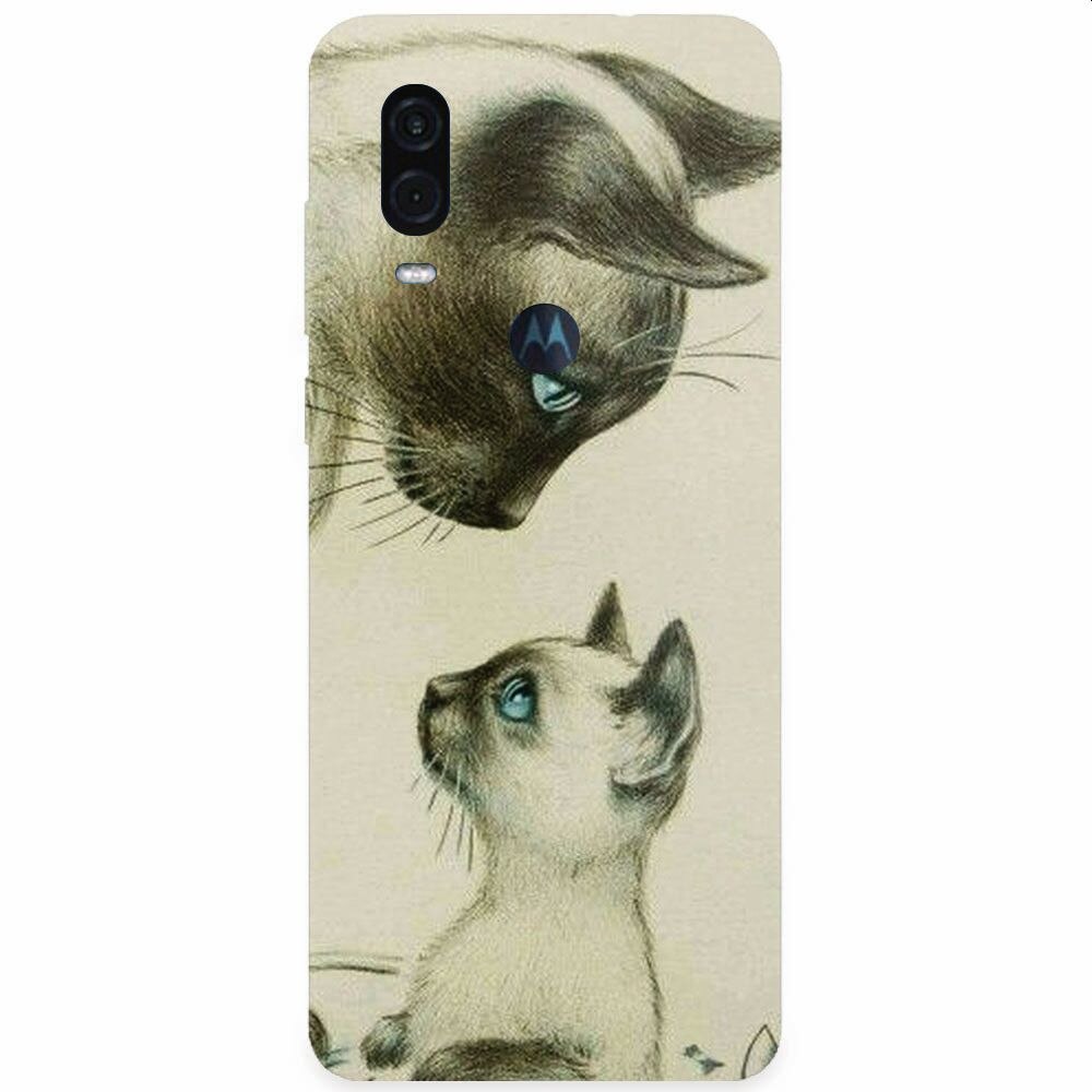 Husa silicon pentru Motorola One Vision, Little Cat