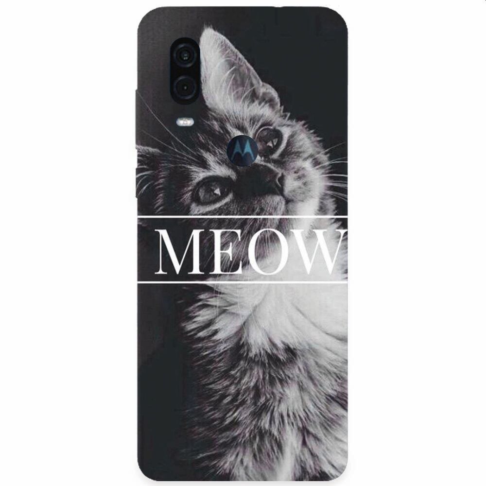Husa silicon pentru Motorola One Vision, Meow Cute Cat
