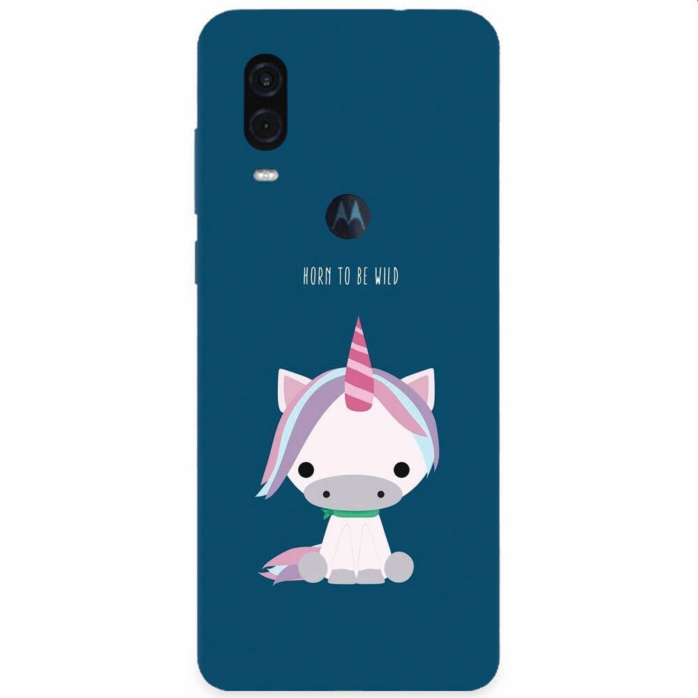 Husa silicon pentru Motorola One Vision, Horn To Be Wild Cute Unicorn