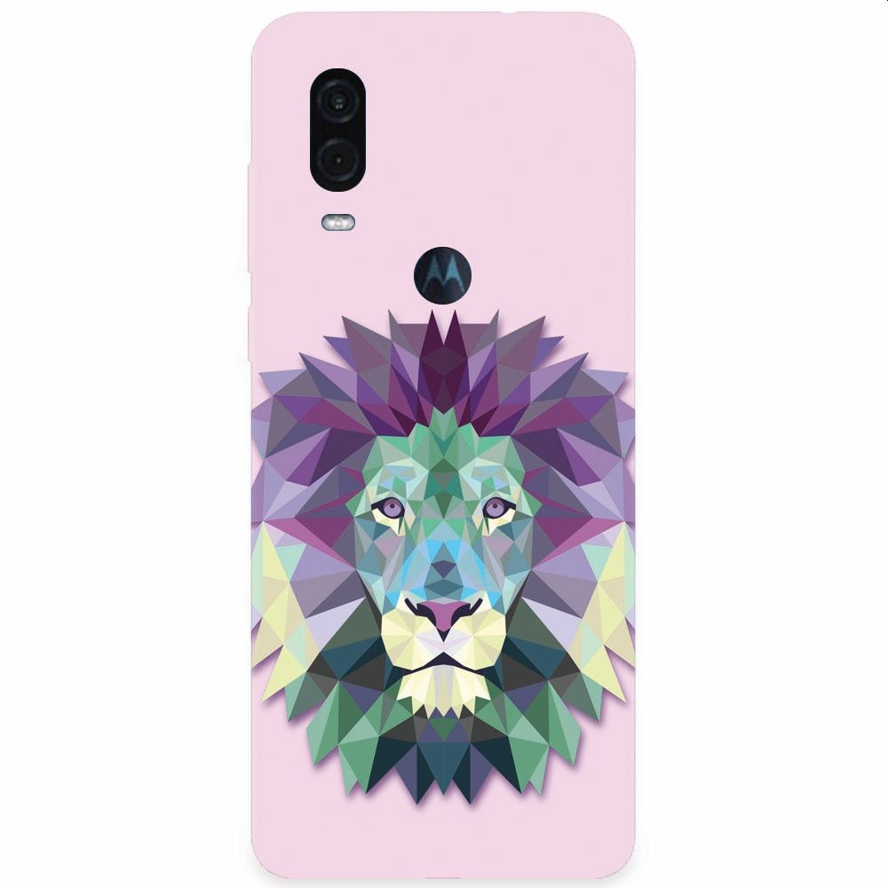Husa silicon pentru Motorola One Vision, Polygon Lion