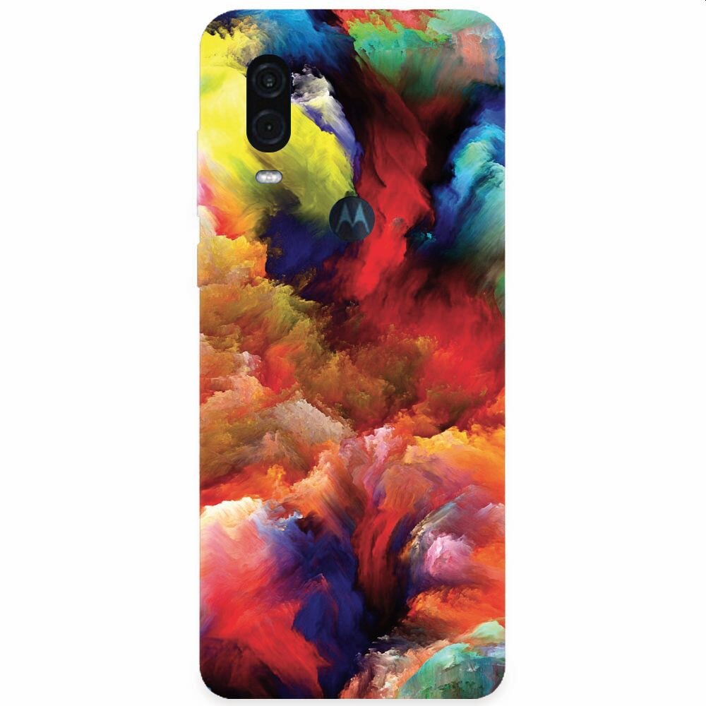 Husa silicon pentru Motorola One Vision, Oil Painting Colorful Strokes