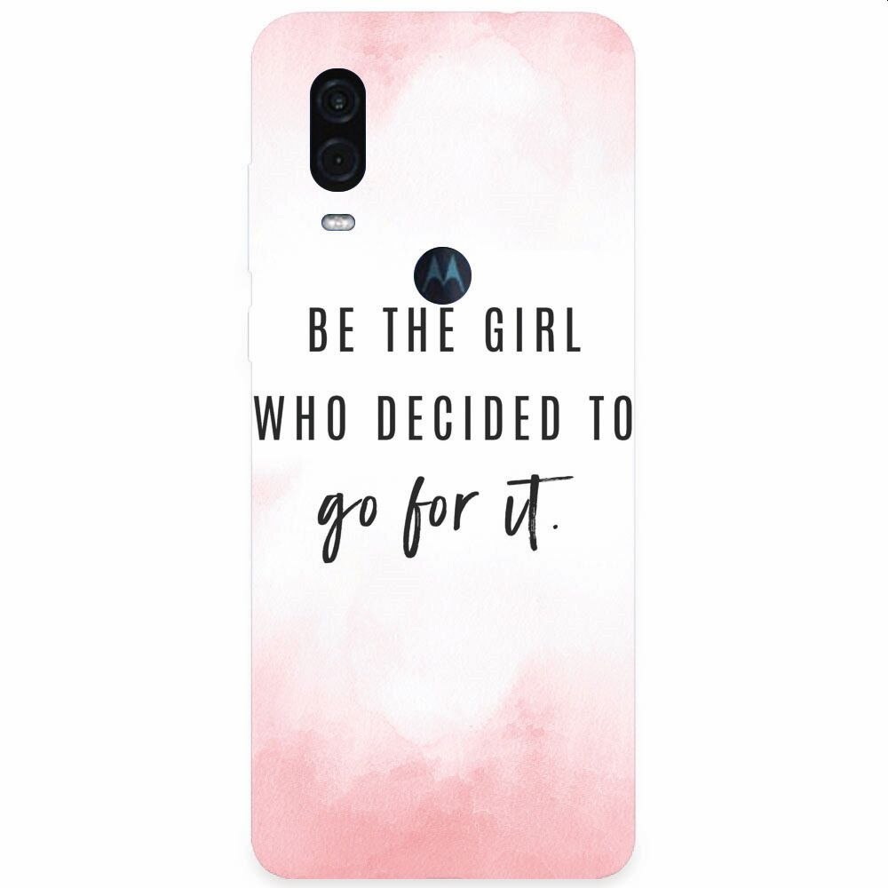 Husa silicon pentru Motorola One Vision, Quotes Pink