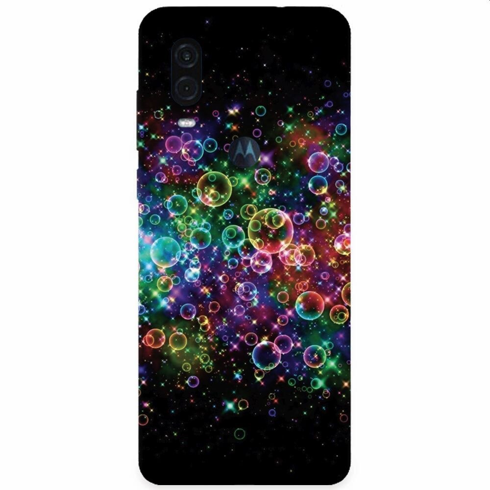 Husa silicon pentru Motorola One Vision, Rainbow Colored Soap Bubbles