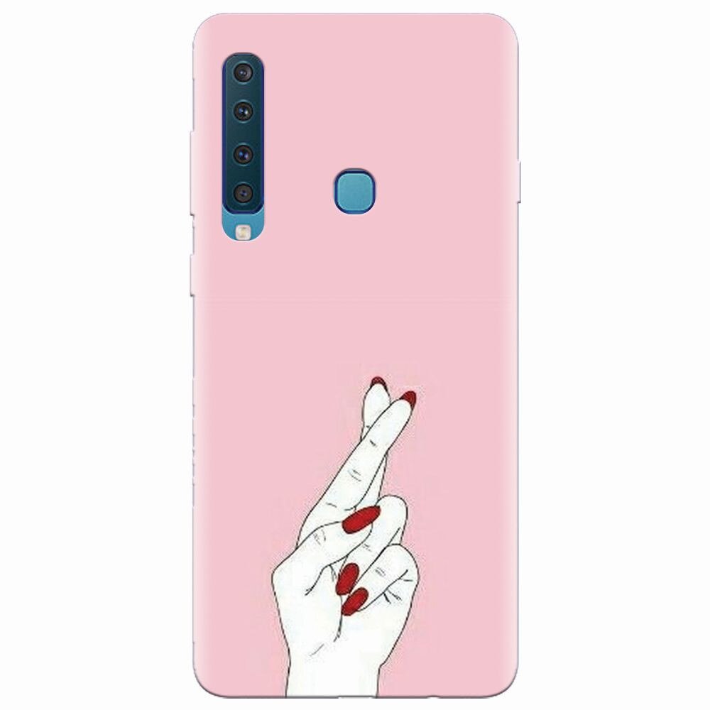 Husa silicon pentru Samsung Galaxy A9 2018, Pink Finger Cross