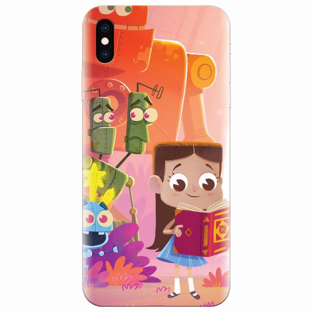 Husa silicon pentru Apple Iphone XS, Children Kids Robots Illustration Colorful K
