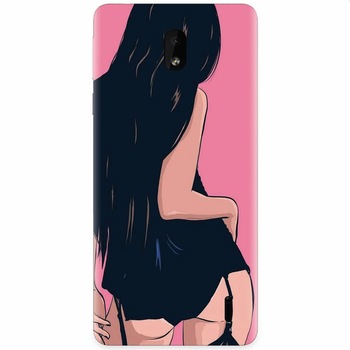 Husa silicon pentru Nokia 1 Plus, Girl With Long Hair Husa silicon pentru Nokia 1 Plus, Girl With Long Hair