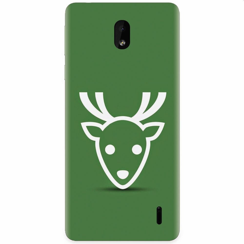 Husa silicon pentru Nokia 1 Plus, Minimal Reindeer Illustration Green