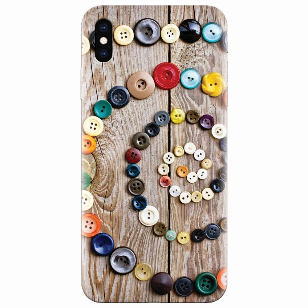Husa silicon pentru Apple Iphone XS Max, Colorful Buttons Spiral Wood Deck