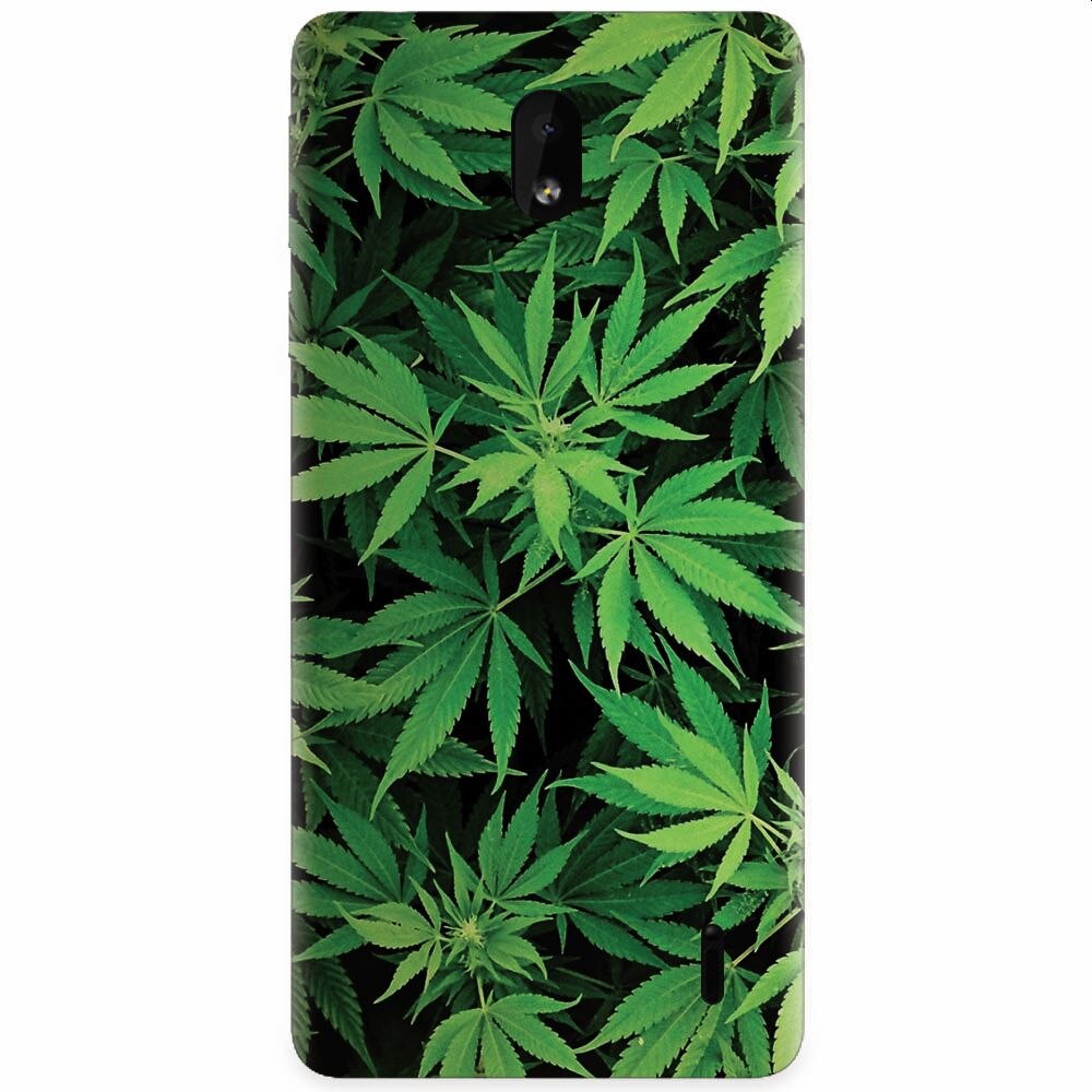 Husa silicon pentru Nokia 1 Plus, Green Leaf Pattern