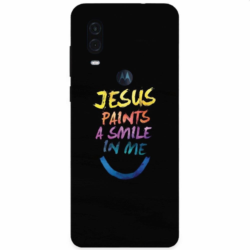 Husa silicon pentru Motorola One Vision, Jesus Paints A Smile In Me