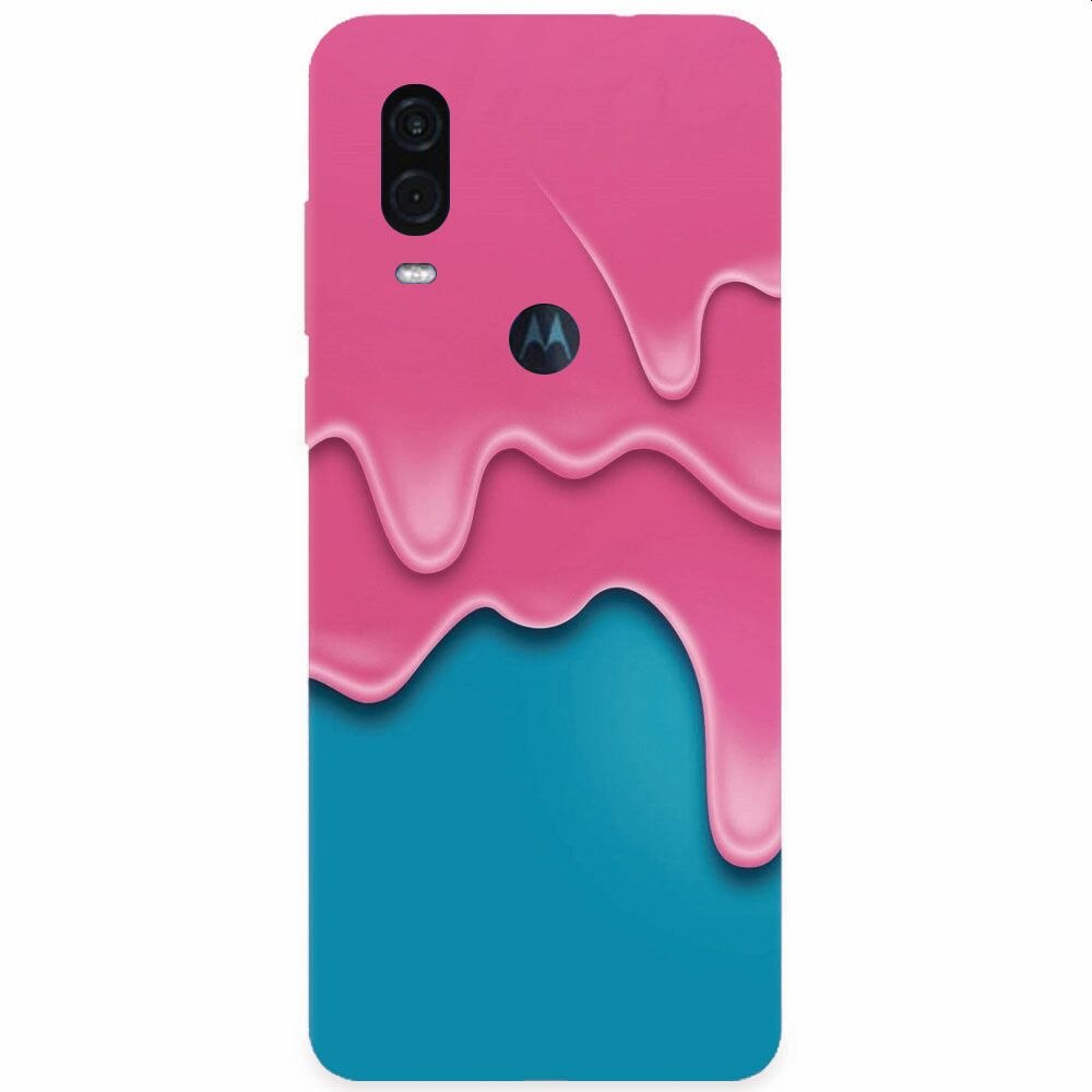 Husa silicon pentru Motorola One Vision, Pink Liquid Dripping