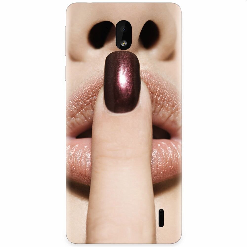 Husa silicon pentru Nokia 1 Plus, Finger Purple Nailpolish Girl Lips