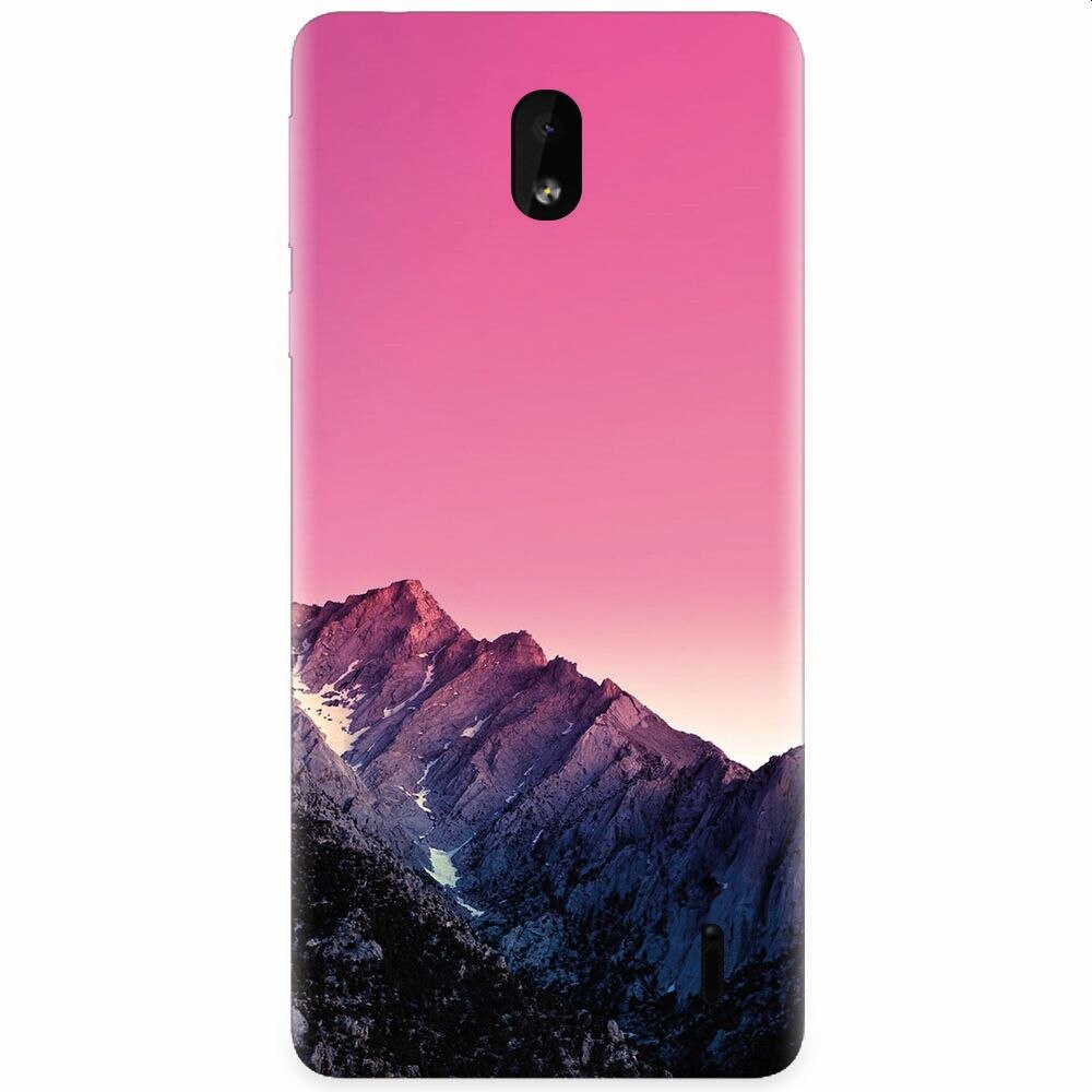 Husa silicon pentru Nokia 1 Plus, Mountain Peak Pink Gradient Effect