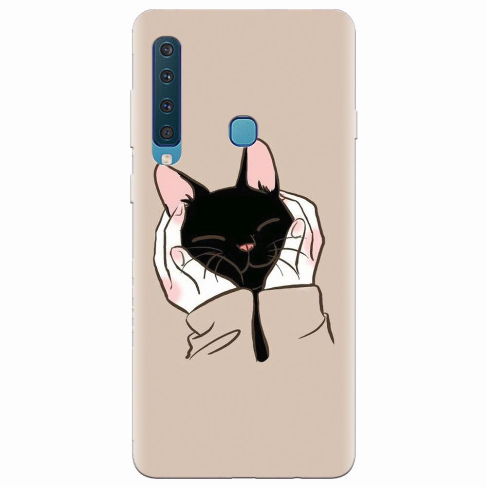 Husa silicon pentru Samsung Galaxy A9 2018, Th Black Cat In Hands