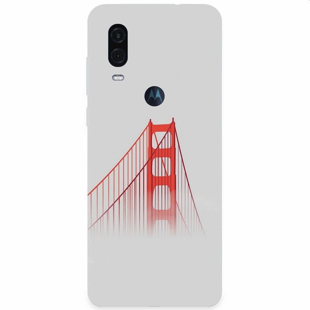 Husa silicon pentru Motorola One Vision, Red Bridge In Clouds